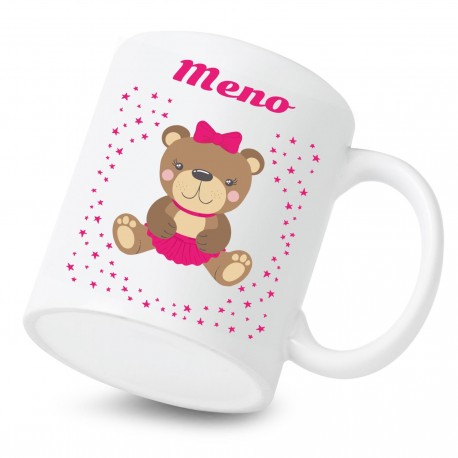 Keramický hrnček s menom dieťaťa Medvedík Dievča
