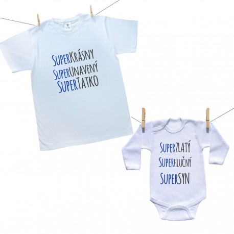 Rodinná sada (body s dlhým rukávom) Rodinná sada Super tatko, super syn
