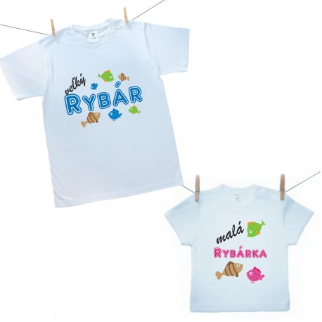 Rodinná sada (tričko s krátkym rukávom) Veľký rybár a malá rybárka