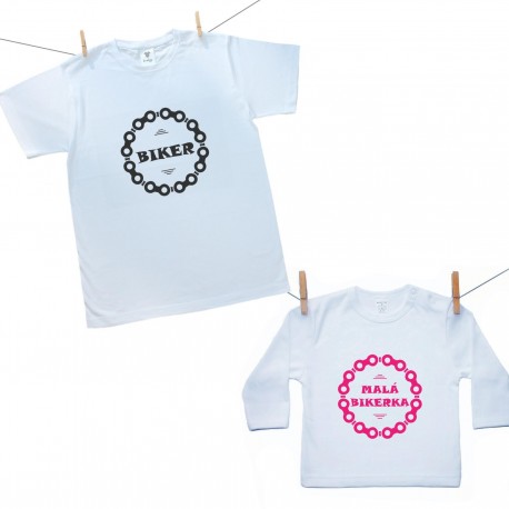 Rodinná sada (tričko s dlhým rukávom) Biker (otec a dcéra)