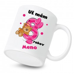 Keramický hrnček Už mám 8 rokov s Medvedíkom a menom dieťatka Dievča