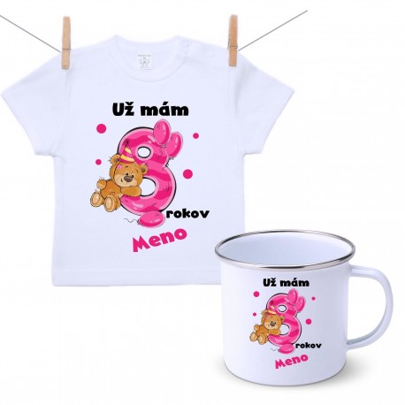 Sada Už mám 8 rokov s Medvedíkom a menom dieťatka Dievča