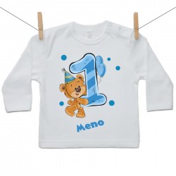 Tričko s dlhým rukávom 1 rok s Medvedíkom a menom dieťatka Chlapec