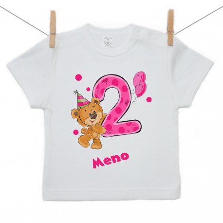 Tričko s krátkym rukávom 2 roky s Medvedíkom a menom dieťatka Dievča