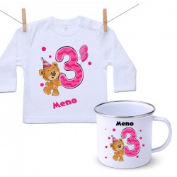 Sada Sada 3 roky s Medvedíkom a menom dieťatka Dievča