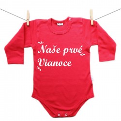 Červené body s dlhým rukávom Naše prvé Vianoce