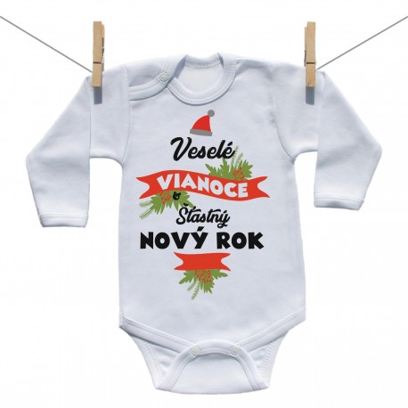 Body s dlhým rukávom Veselé Vianoce a šťastný nový rok