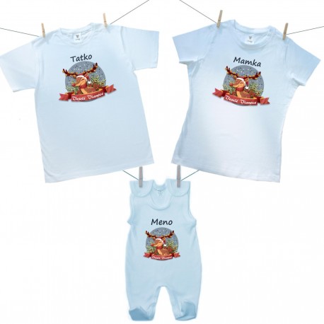 Rodinná sada (dupačky) Veselé Vianoce so sobíkom a menom dieťatka