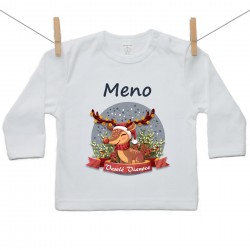 Tričko s dlhým rukávom Veselé Vianoce so sobíkom a menom dieťatka