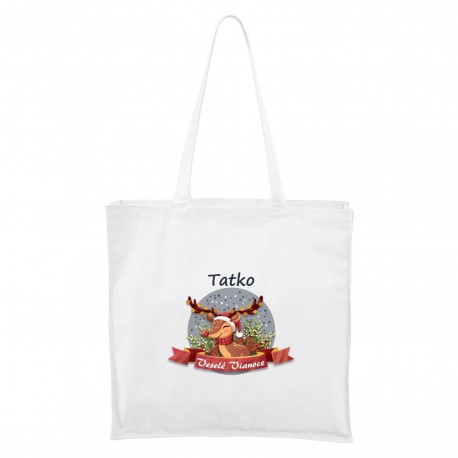 Biela Maxi taška Veselé Vianoce so sobíkom Tatko Biela Maxi taška Veselé Vianoce so sobíkom Tatko
