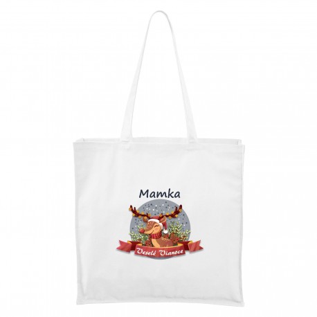 Biela Maxi taška Veselé Vianoce so sobíkom Mamka