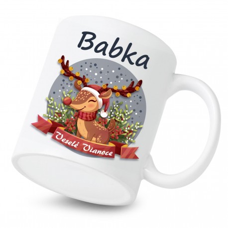 Keramický hrnček Veselé Vianoce so sobíkom Babka