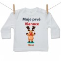 Tričko s dlhým rukávom Moje prvé Vianoce so sobíkom a menom dieťatka