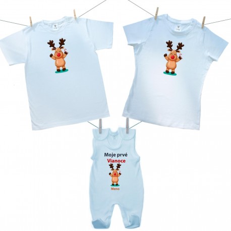 Rodinná sada (dupačky) Moje prvé Vianoce so sobíkom a menom dieťatka 