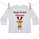 Tričko s dlhým rukávom Moje druhé Vianoce so sobíkom a menom dieťatka