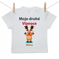 Tričko s krátkym rukávom Moje druhé Vianoce so sobíkom a menom dieťatka