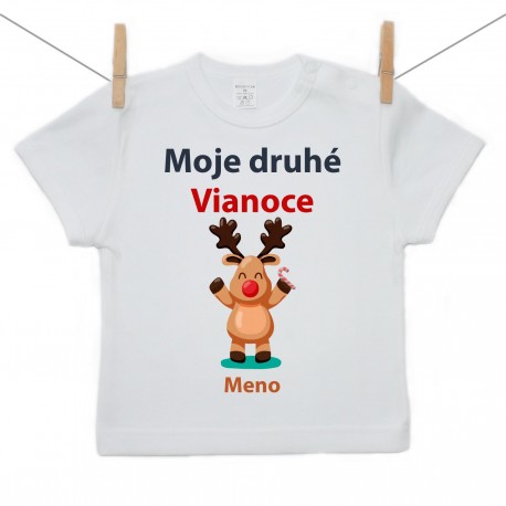 Tričko s krátkym rukávom Moje druhé Vianoce so sobíkom a menom dieťatka Tričko s krátkym rukávom Moje druhé Vianoce so sobíkom a menom dieťatka