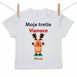 Tričko s krátkym rukávom Moje tretie Vianoce so sobíkom a menom dieťatka