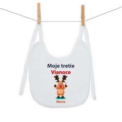Podbradník na zaväzovanie Moje tretie Vianoce so sobíkom a menom dieťatka