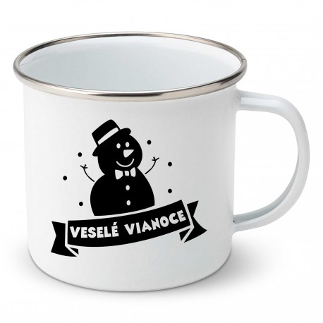 Smaltovaný hrnček Snehuliak Veselé Vianoce Smaltovaný hrnček Snehuliak Veselé Vianoce