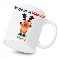 Keramický hrnček Moje prvé Vianoce so sobíkom a menom dieťatka