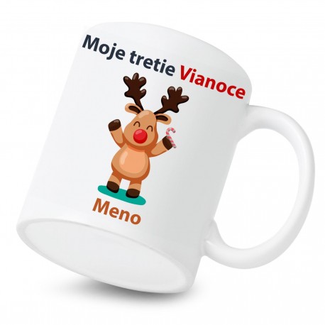 Keramický hrnček Moje tretie Vianoce so sobíkom a menom dieťatka