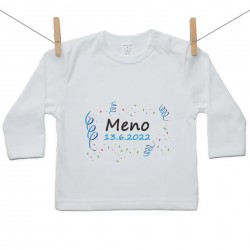 Tričko s dlhým rukávom S menom dieťatka a dátumom (Chlapec)