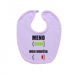Ružový podbradník na zapínanie Batéria nabitá/vybitá rodičia s menom