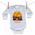 Body s dlhým rukávom Happy Halloween s menom dieťatka