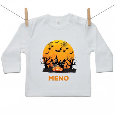 Tričko s dlhým rukávom Happy Halloween s menom dieťatka Tričko s dlhým rukávom Happy Halloween s menom dieťatka