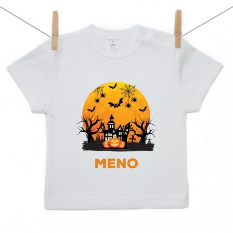 Tričko s krátkym rukávom Happy Halloween s menom dieťatka