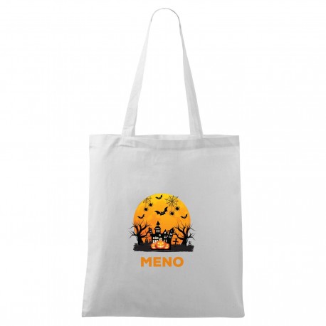 Biela taška Happy Halloween s menom