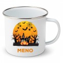 Smaltovaný hrnček Happy Halloween s menom