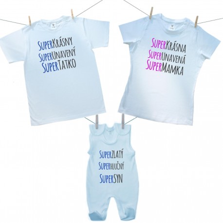 Rodinná sada (dupačky) Super tatko, mamka, syn Rodinná sada (dupačky) Super tatko, mamka, syn