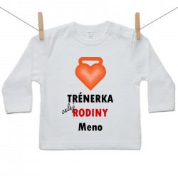 Tričko s dlhým rukávom Trénerka celej rodiny s menom dieťatka