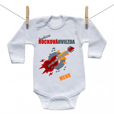 Body s dlhým rukávom Budúca rocková hviezda s menom dieťatka Body s dlhým rukávom Budúca rocková hviezda s menom dieťatka