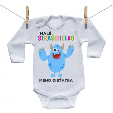 Body s dlhým rukávom Malé strašidielko - modré s menom dieťatka Body s dlhým rukávom Malé strašidielko - modré s menom dieťatka