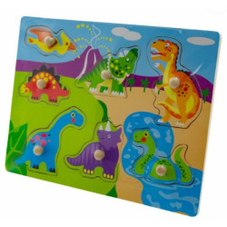 Drevené zábavné puzzle Dinosaury