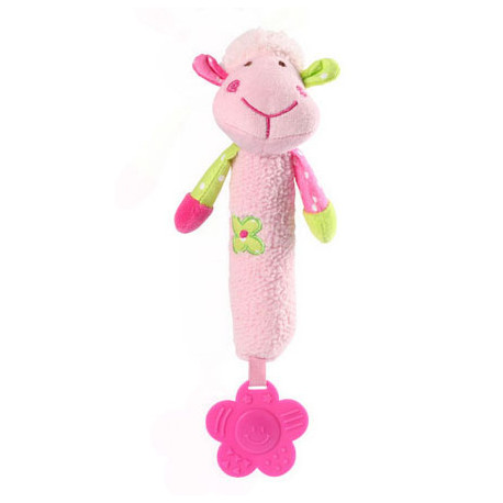 BabyOno Plyšová hračka s pískátkem a hryzátkom Sweet Lambie - ružová