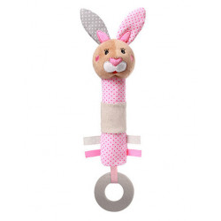 BabyOno Plyšová hračka s pískátkem a hryzátkom Zajačik Julie