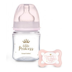 Antikoliková fľaštička 120ml + cumlík set Canpol Babies, Mini Girl - Little Princess