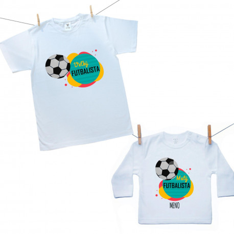 Rodinná sada (tričko s dlhým rukávom) Malý a veľký futbalista s menom dieťatka