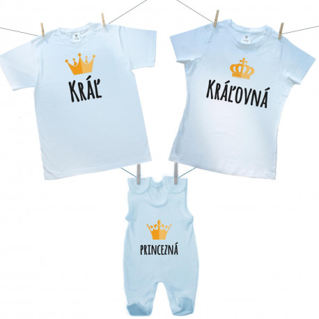 Rodinná sada (dupačky) Kráľ, Kráľovná, Princezná