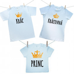 Rodinná sada (tričko s krátkym rukávom) Kráľ, Kráľovná, Princ