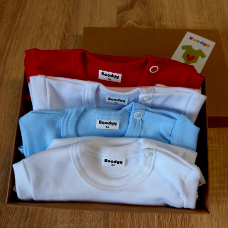 Body s dlhým rukávom, biele, 3ks