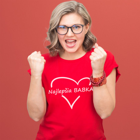 Červené dámske tričko Najlepšia babka