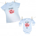 Rodinná sada (body s dlhým rukávom) Prvý spoločný Deň matiek s menom dieťatka
