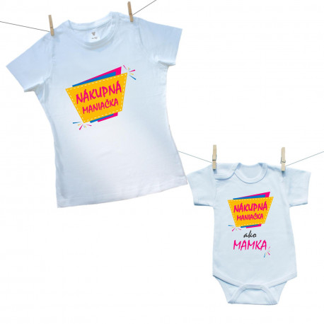 Rodinná sada (body s krátkym rukávom) Nákupná maniačka mamka a dcéra