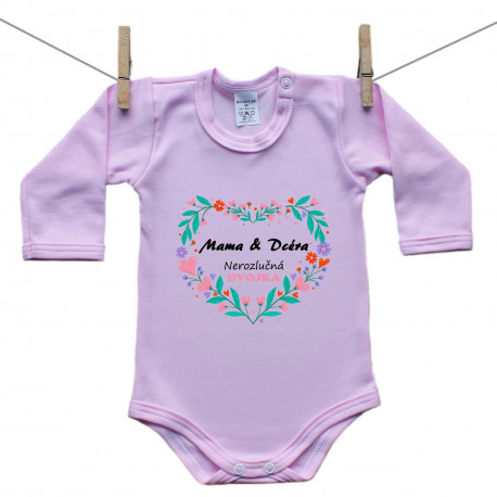 Ružové Body s dlhým rukávom Mama a dcéra