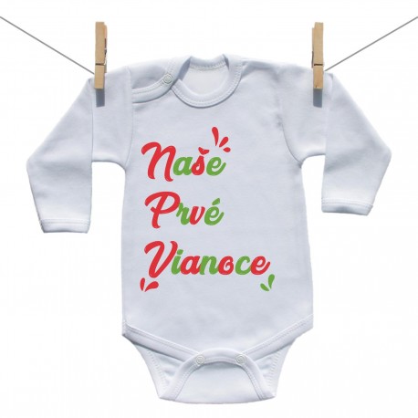 Body s dlhým rukávom Naše prvé Vianoce Body s dlhým rukávom Naše prvé Vianoce